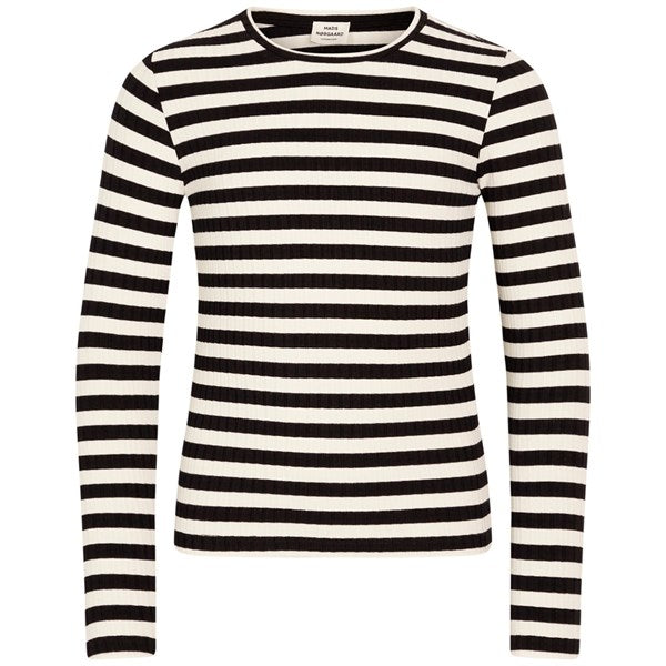 Mads Nørgaard 5x5 Classic Stripe Talika Bluse Black/Vanilla Ice - Str. 12 år Mads Nørgaard
