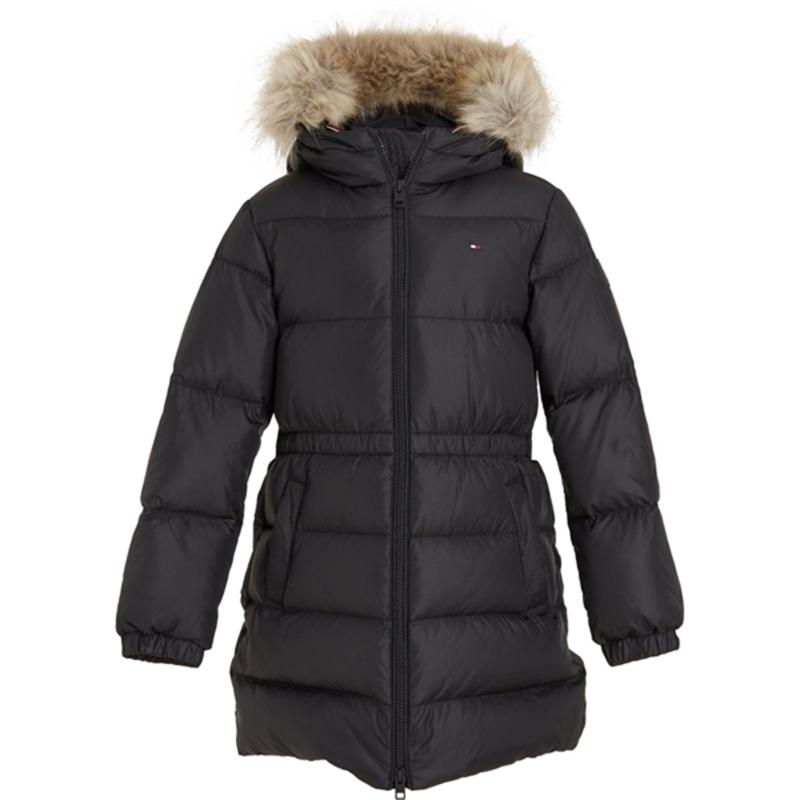 Tommy Hilfiger Long Waisted Dunjakke Black - Str. 12 år Tommy Hilfiger