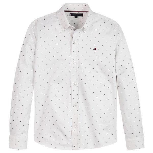 Tommy Hilfiger Str. Jersey Mini AOP Skjorte White - Str. 14 år/164 Tommy Hilfiger