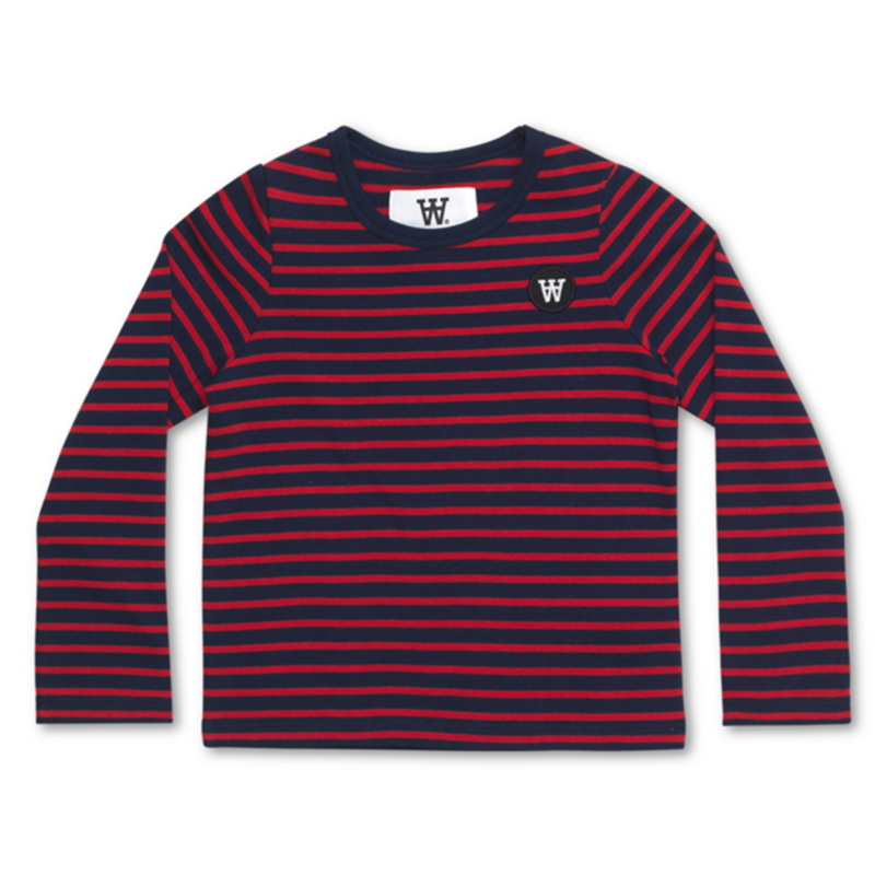 Wood Wood Double A Kim Bluse Navy/Rød Stripet - Str. 11-12 år Wood Wood