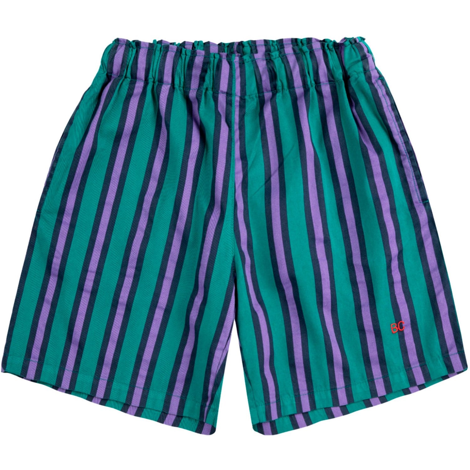 Bobo Choses Dark Green Stripes All Over Bermuda Shorts - Str. 10-11 år Bobo Choses