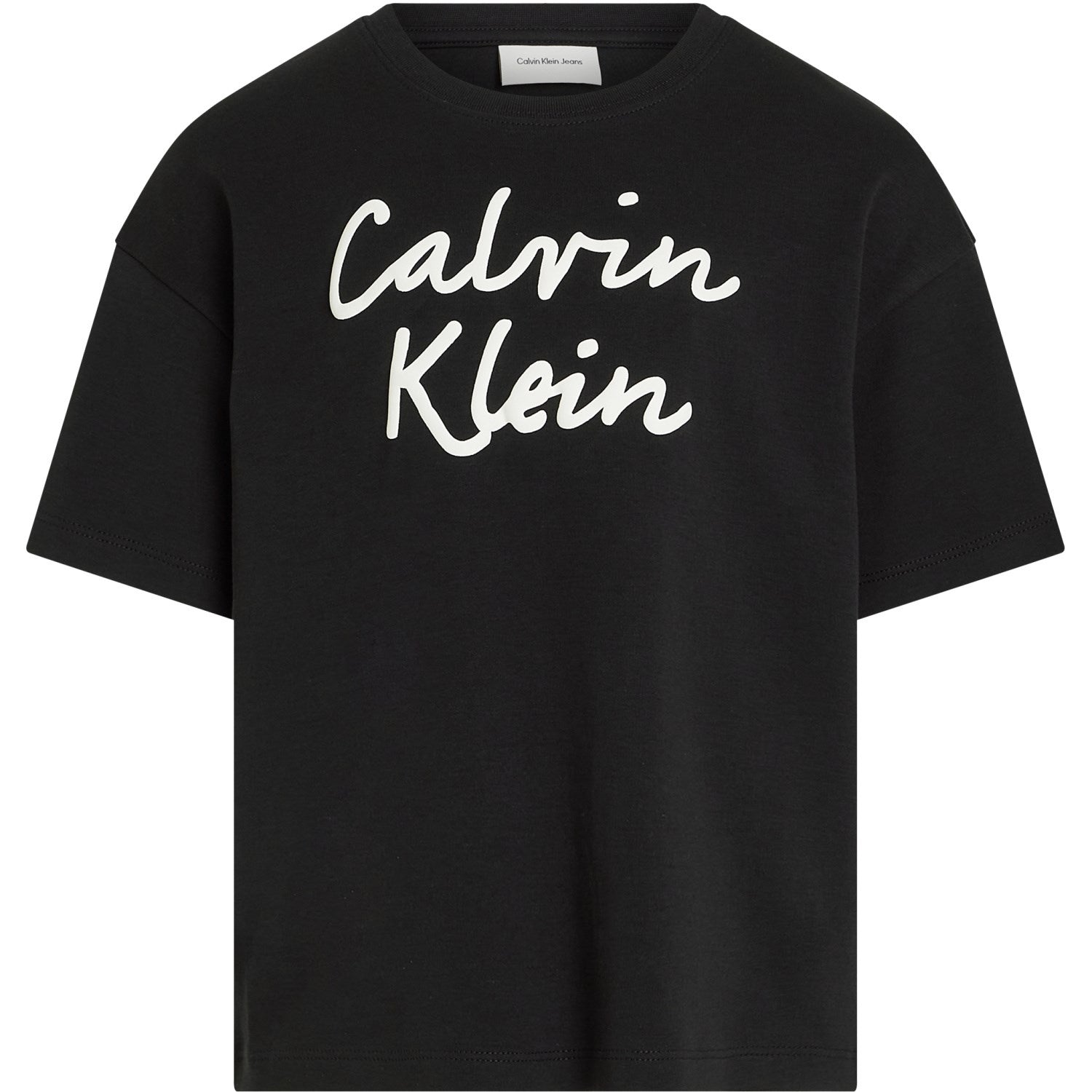 Calvin Klein Ck Black Script Logo Boxy Ss T-Skjorte - Str. 12 år Calvin Klein