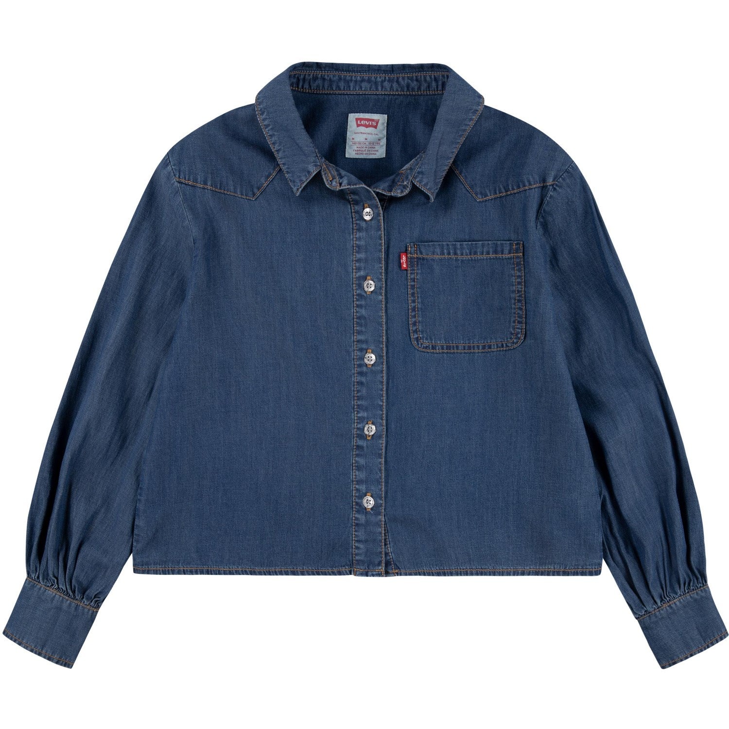 Levi's BLUE Western Peasant Denim Skjorte - Str. 12 år Levi's