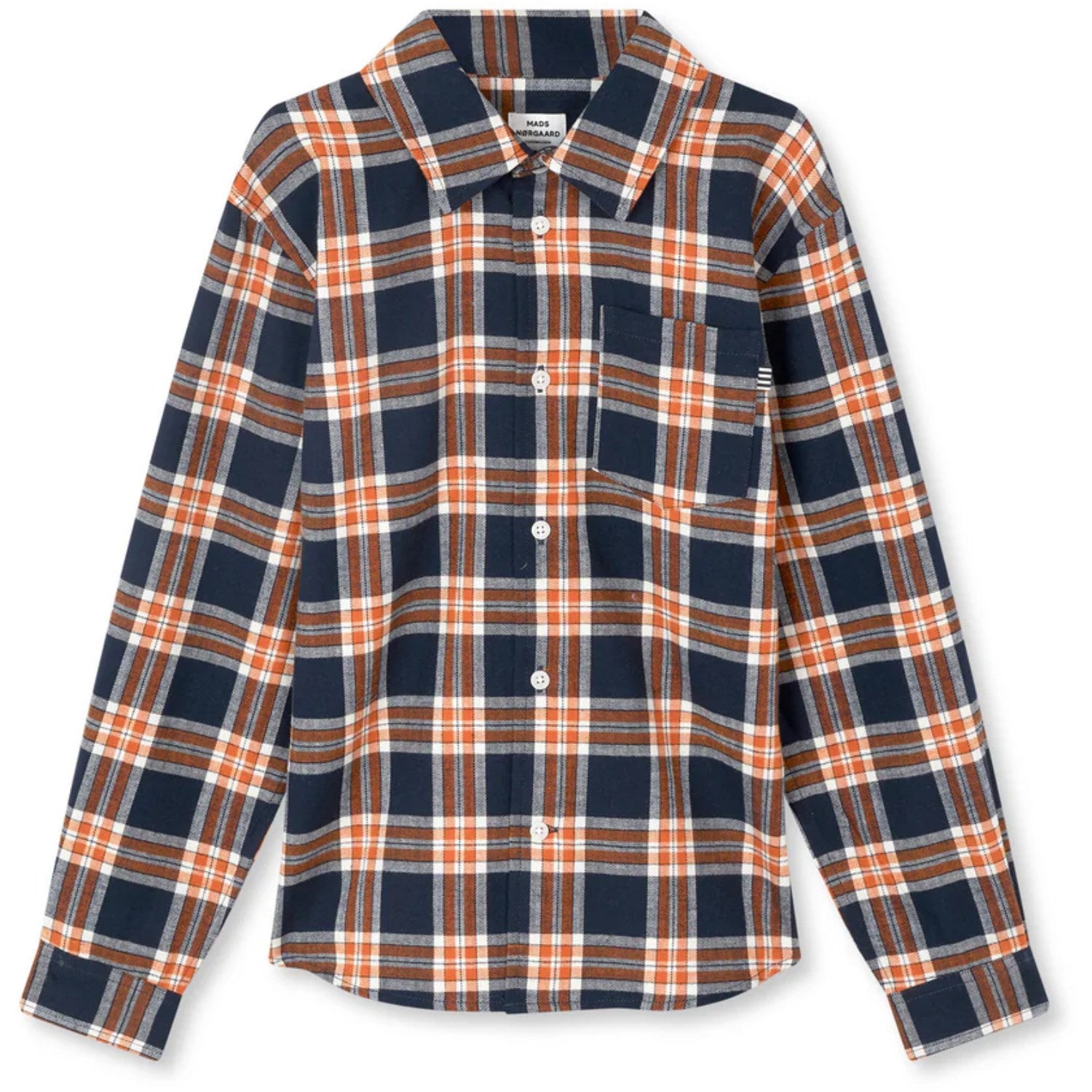 Mads Nørgaard Parisian Night/Orange Clown Fi Check Flannel Svano Shirt - Str. 12 år Mads Nørgaard