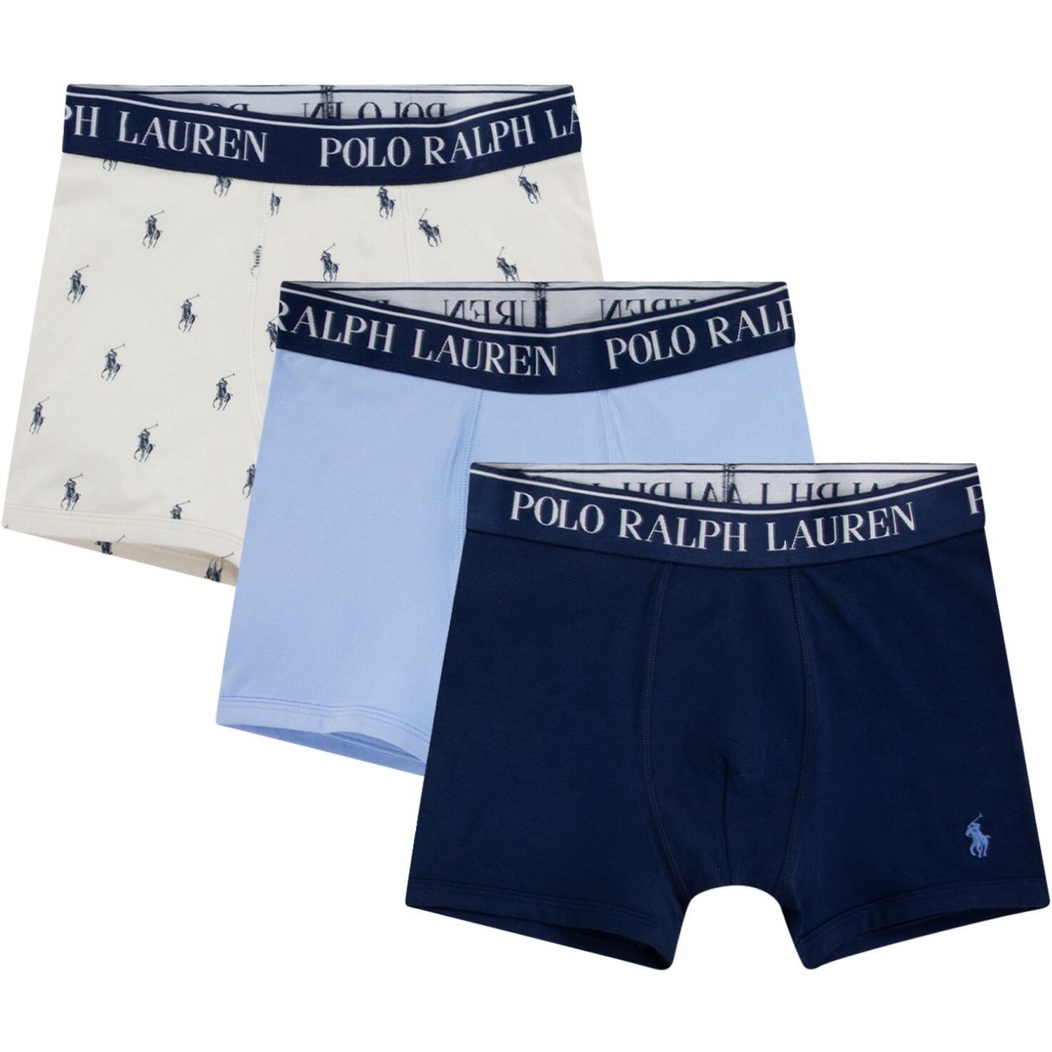 Polo Ralph Lauren Elite Blue Bomuld Stretch 3 Pack Boxer/Brief - Str. M/10-12 år Polo Ralph Lauren