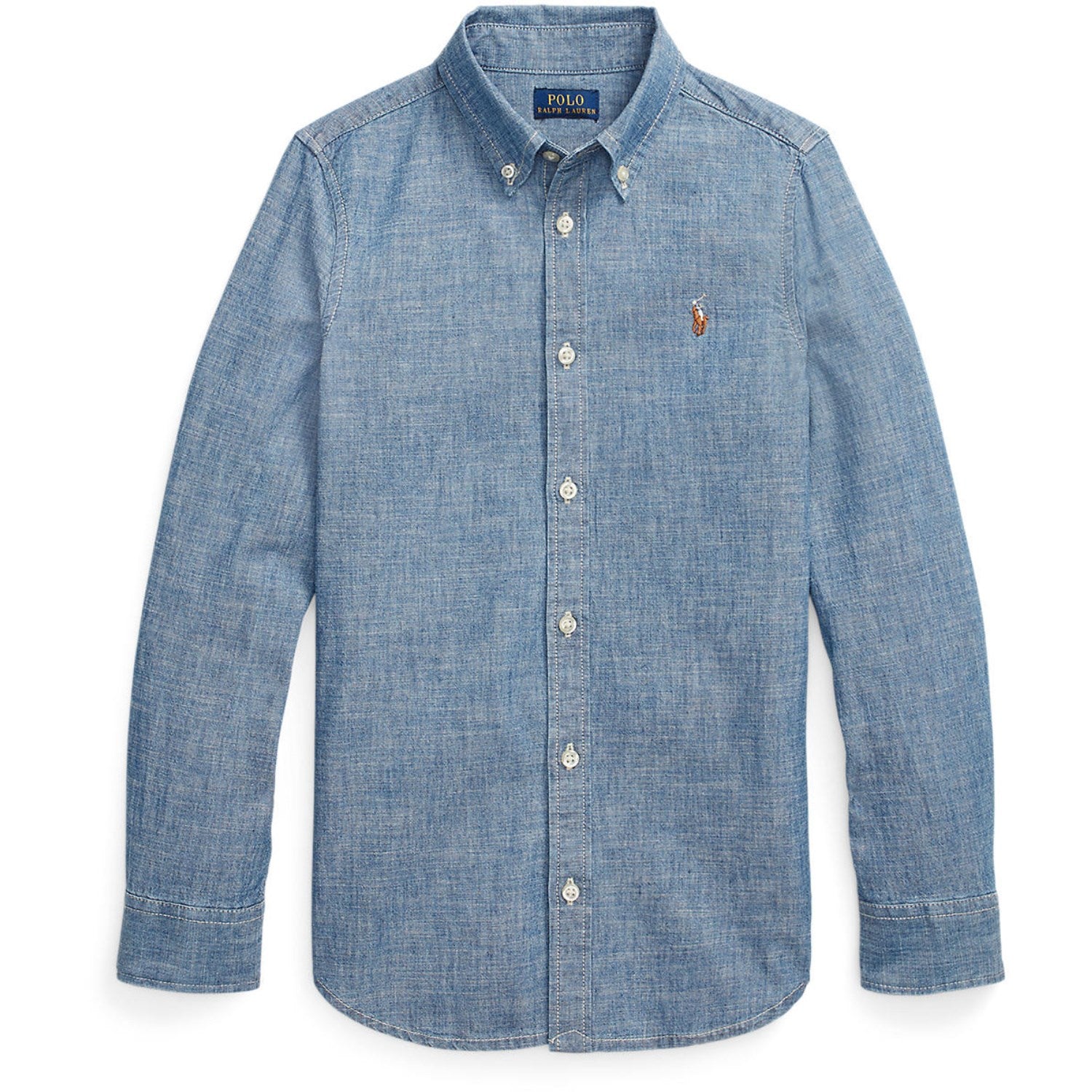 Polo Ralph Lauren Medium Blue Wash Girl Knap Front Skjorte - Str. 12 år Polo Ralph Lauren