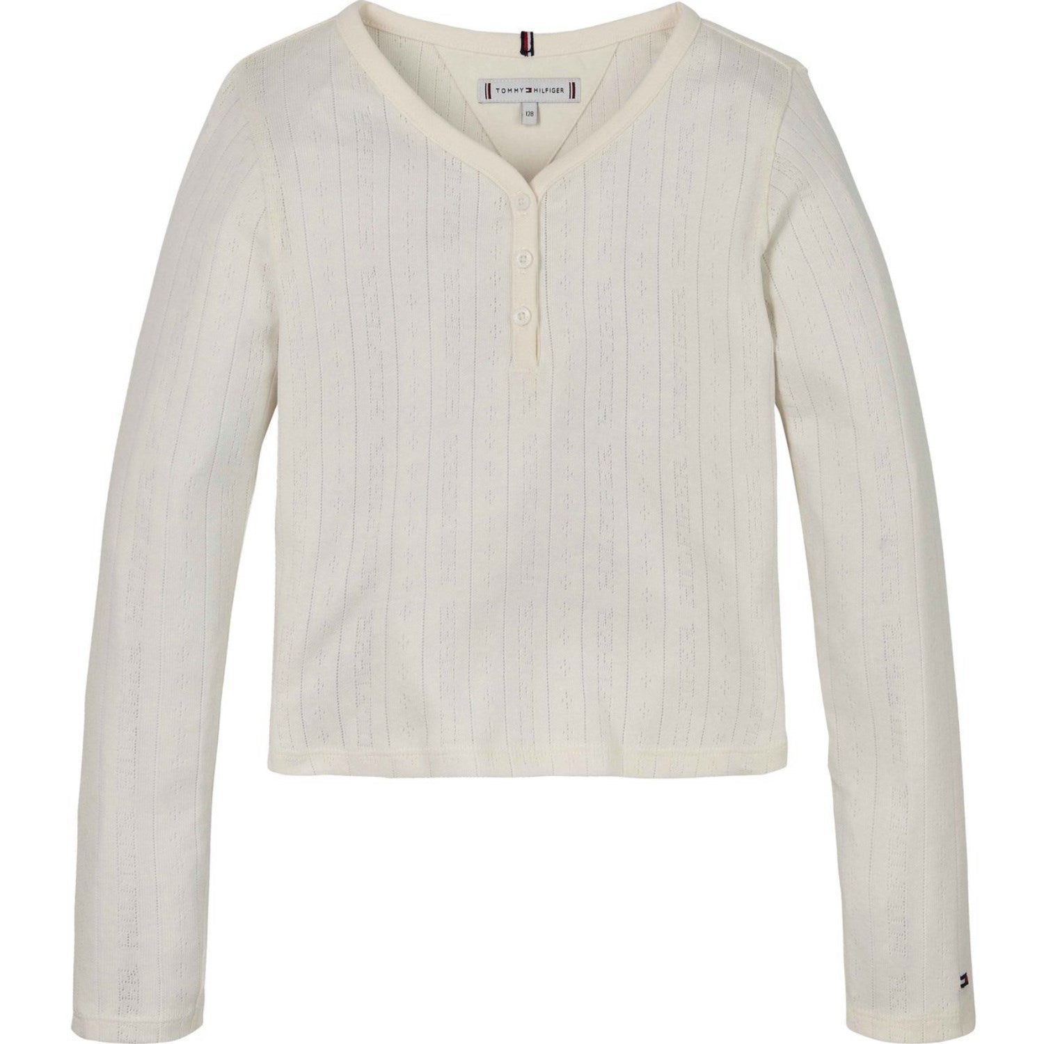 Tommy Hilfiger Ancient White Hilfiger Pointelle Bluse - Str. 14 år Tommy Hilfiger