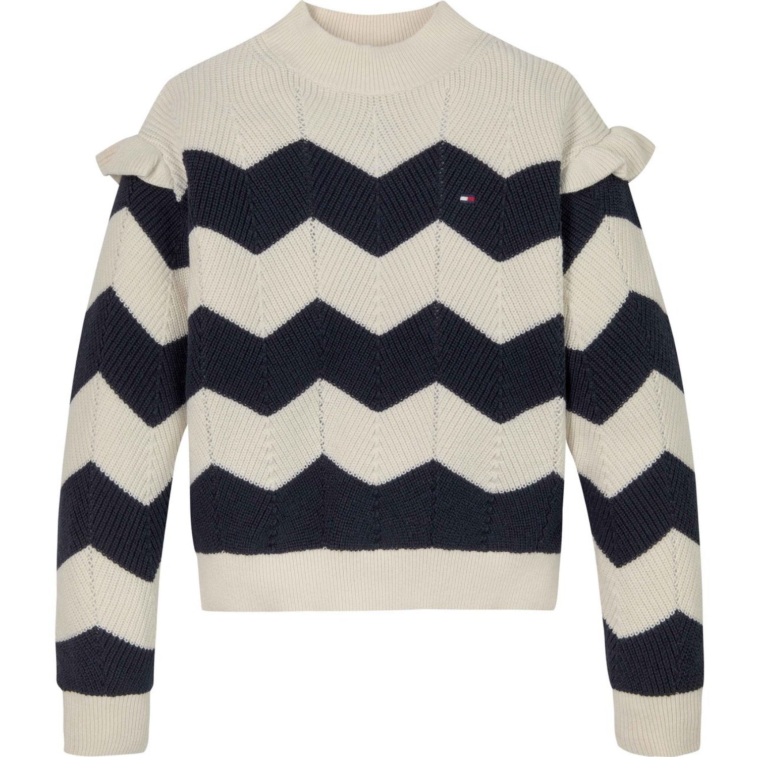 Tommy Hilfiger Ivory Petal Stripe Wavy Stripe Sweater - Str. 14 år Tommy Hilfiger
